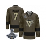 Men's Reebok Pittsburgh Penguins #7 Joe Mullen Premier Green Salute to Service 2017 Stanley Cup Champions NHL Jersey
