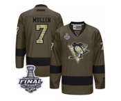 Men's Reebok Pittsburgh Penguins #7 Joe Mullen Premier Green Salute to Service 2017 Stanley Cup Final NHL Jersey