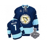 Men's Reebok Pittsburgh Penguins #7 Joe Mullen Premier Navy Blue Third Vintage 2017 Stanley Cup Final NHL Jersey