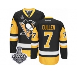 Men's Reebok Pittsburgh Penguins #7 Matt Cullen Authentic Black Gold Third 2017 Stanley Cup Final NHL Jersey