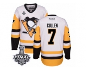 Men's Reebok Pittsburgh Penguins #7 Matt Cullen Authentic White Away 2017 Stanley Cup Final NHL Jersey