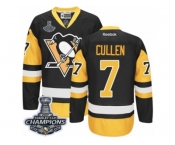 Men's Reebok Pittsburgh Penguins #7 Matt Cullen Premier Black Gold Third 2017 Stanley Cup Champions NHL Jersey