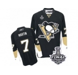 Men's Reebok Pittsburgh Penguins #7 Paul Martin Authentic Black Home 2017 Stanley Cup Final NHL Jersey