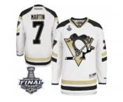 Men's Reebok Pittsburgh Penguins #7 Paul Martin Authentic White 2014 Stadium Series 2017 Stanley Cup Final NHL Jersey
