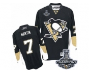 Men's Reebok Pittsburgh Penguins #7 Paul Martin Premier Black Home 2017 Stanley Cup Champions NHL Jersey