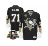 Men's Reebok Pittsburgh Penguins #71 Evgeni Malkin Authentic Black Home 50th Anniversary Patch NHL Jersey