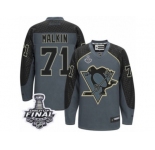 Men's Reebok Pittsburgh Penguins #71 Evgeni Malkin Authentic Charcoal Cross Check Fashion 2017 Stanley Cup Final NHL Jersey