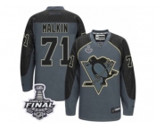 Men's Reebok Pittsburgh Penguins #71 Evgeni Malkin Authentic Charcoal Cross Check Fashion 2017 Stanley Cup Final NHL Jersey