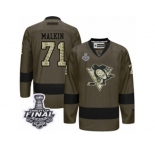 Men's Reebok Pittsburgh Penguins #71 Evgeni Malkin Authentic Green Salute to Service 2017 Stanley Cup Final NHL Jersey
