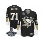 Men's Reebok Pittsburgh Penguins #71 Evgeni Malkin Premier Black Home 2017 Stanley Cup Champions NHL Jersey