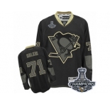Men's Reebok Pittsburgh Penguins #71 Evgeni Malkin Premier Black Ice 2017 Stanley Cup Champions NHL Jersey