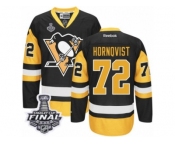 Men's Reebok Pittsburgh Penguins #72 Patric Hornqvist Authentic Black Gold Third 2017 Stanley Cup Final NHL Jersey