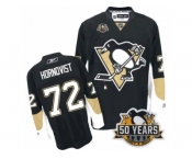 Men's Reebok Pittsburgh Penguins #72 Patric Hornqvist Authentic Black Home 50th Anniversary Patch NHL Jersey