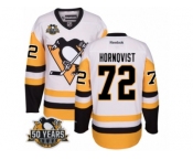 Men's Reebok Pittsburgh Penguins #72 Patric Hornqvist Authentic White Away 50th Anniversary Patch NHL Jersey
