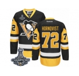 Men's Reebok Pittsburgh Penguins #72 Patric Hornqvist Premier Black Gold Third 2017 Stanley Cup Champions NHL Jersey