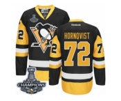 Men's Reebok Pittsburgh Penguins #72 Patric Hornqvist Premier Black Gold Third 2017 Stanley Cup Champions NHL Jersey