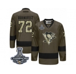 Men's Reebok Pittsburgh Penguins #72 Patric Hornqvist Premier Green Salute to Service 2017 Stanley Cup Champions NHL Jersey
