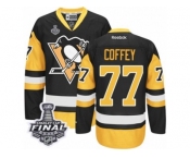 Men's Reebok Pittsburgh Penguins #77 Paul Coffey Authentic Black Gold Third 2017 Stanley Cup Final NHL Jersey