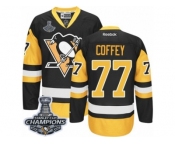 Men's Reebok Pittsburgh Penguins #77 Paul Coffey Premier Black Gold Third 2017 Stanley Cup Champions NHL Jersey