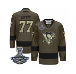 Men's Reebok Pittsburgh Penguins #77 Paul Coffey Premier Green Salute to Service 2017 Stanley Cup Champions NHL Jersey