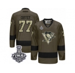Men's Reebok Pittsburgh Penguins #77 Paul Coffey Premier Green Salute to Service 2017 Stanley Cup Final NHL Jersey