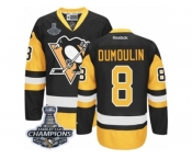 Men's Reebok Pittsburgh Penguins #8 Brian Dumoulin Premier Black Gold Third 2017 Stanley Cup Champions NHL Jersey