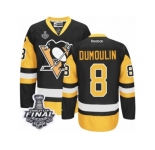 Men's Reebok Pittsburgh Penguins #8 Brian Dumoulin Premier Black Gold Third 2017 Stanley Cup Final NHL Jersey