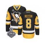 Men's Reebok Pittsburgh Penguins #8 Mark Recchi Authentic Black Gold Third 2017 Stanley Cup Final NHL Jersey