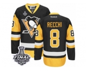 Men's Reebok Pittsburgh Penguins #8 Mark Recchi Authentic Black Gold Third 2017 Stanley Cup Final NHL Jersey