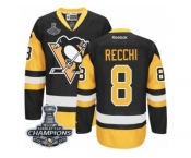 Men's Reebok Pittsburgh Penguins #8 Mark Recchi Premier Black Gold Third 2017 Stanley Cup Champions NHL Jersey
