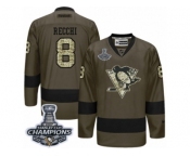 Men's Reebok Pittsburgh Penguins #8 Mark Recchi Premier Green Salute to Service 2017 Stanley Cup Champions NHL Jersey