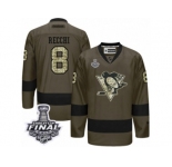 Men's Reebok Pittsburgh Penguins #8 Mark Recchi Premier Green Salute to Service 2017 Stanley Cup Final NHL Jersey