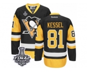 Men's Reebok Pittsburgh Penguins #81 Phil Kessel Authentic Black Gold Third 2017 Stanley Cup Final NHL Jersey