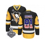 Men's Reebok Pittsburgh Penguins #81 Phil Kessel Authentic Black Gold USA Flag Fashion 2017 Stanley Cup Final NHL Jersey