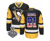 Men's Reebok Pittsburgh Penguins #81 Phil Kessel Authentic Black Gold USA Flag Fashion 2017 Stanley Cup Final NHL Jersey