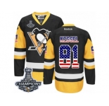Men's Reebok Pittsburgh Penguins #81 Phil Kessel Premier Black Gold USA Flag Fashion 2017 Stanley Cup Champions NHL Jersey