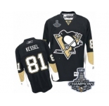 Men's Reebok Pittsburgh Penguins #81 Phil Kessel Premier Black Home 2017 Stanley Cup Champions NHL Jersey