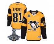 Men's Reebok Pittsburgh Penguins #81 Phil Kessel Premier Gold 2017 Stadium Series 2017 Stanley Cup Champions NHL Jersey