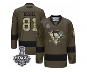 Men's Reebok Pittsburgh Penguins #81 Phil Kessel Premier Green Salute to Service 2017 Stanley Cup Final NHL Jersey