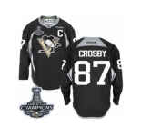 Men's Reebok Pittsburgh Penguins #87 Sidney Crosby Authentic Black Practice 2017 Stanley Cup Champions NHL Jersey