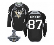 Men's Reebok Pittsburgh Penguins #87 Sidney Crosby Authentic Black Practice 2017 Stanley Cup Champions NHL Jersey