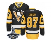 Men's Reebok Pittsburgh Penguins #87 Sidney Crosby Premier Black Gold Third 2017 Stanley Cup Champions NHL Jersey
