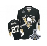 Men's Reebok Pittsburgh Penguins #87 Sidney Crosby Premier Black Home 2017 Stanley Cup Champions NHL Jersey