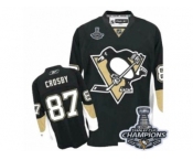 Men's Reebok Pittsburgh Penguins #87 Sidney Crosby Premier Black Home 2017 Stanley Cup Champions NHL Jersey