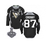 Men's Reebok Pittsburgh Penguins #87 Sidney Crosby Premier Black Practice 2017 Stanley Cup Final NHL Jersey