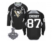 Men's Reebok Pittsburgh Penguins #87 Sidney Crosby Premier Black Practice 2017 Stanley Cup Final NHL Jersey