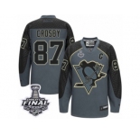 Men's Reebok Pittsburgh Penguins #87 Sidney Crosby Premier Charcoal Cross Check Fashion 2017 Stanley Cup Final NHL Jersey