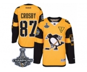 Men's Reebok Pittsburgh Penguins #87 Sidney Crosby Premier Gold 2017 Stadium Series 2017 Stanley Cup Champions NHL Jersey
