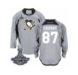Men's Reebok Pittsburgh Penguins #87 Sidney Crosby Premier Grey Practice 2017 Stanley Cup Champions NHL Jersey