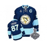 Men's Reebok Pittsburgh Penguins #87 Sidney Crosby Premier Navy Blue Third Vintage 2017 Stanley Cup Final NHL Jersey